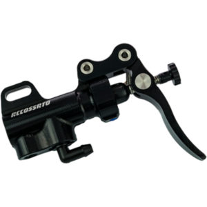 Thumb brake master cylinder provided with bent lever and support bracket